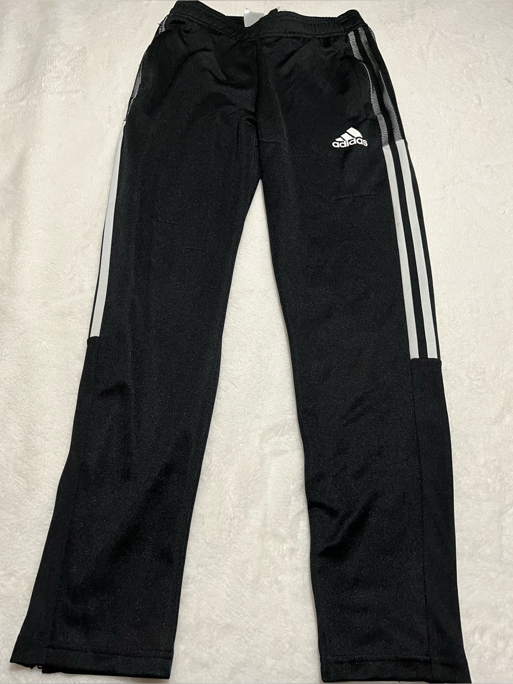 adidas Kids Black Joggers with White Three-Stripes